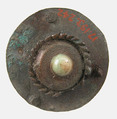 Disk Brooch, Copper alloy, glass paste? cabochon, Frankish or Carolingian