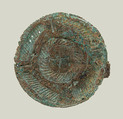 Disk Brooch, Copper alloy, remnants of iron pin, Frankish