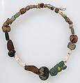 Beaded Necklace, Glass, amber, shell, calcite, Frankish