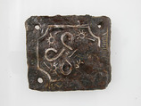 Belt Plate, Iron, silver and brass inlay, Frankish