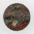 Disk Brooch, Copper alloy, silver, garnet or glass paste cabochon, Frankish