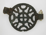 Openwork Belt Mount, Copper alloy, fragments of wooden handles, Frankish