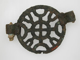Openwork Belt Mount, Copper alloy, fragments of wooden handles, Frankish