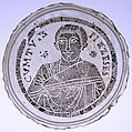 Bowl Base with the Portrait of a Young Man, Glass, gold leaf, Roman or Byzantine