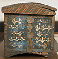 Cassone with Fleur-de-Lis Pattern, Wood, raised gesso, iron mounts, Italian