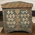 Cassone with Fleur-de-Lis Pattern, Wood, raised gesso, iron mounts, Italian