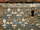Cassone with Fleur-de-Lis Pattern, Wood, raised gesso, iron mounts, Italian