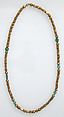 Necklace, Gold beads, green gems, Roman (?)