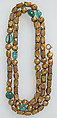 Necklace, Gold beads, green gems, Roman (?)