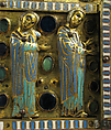 Chasse with the Life of Christ, Copper (plaques): engraved, stamped, and gilt; (appliqués): repossé, engraved, chased, scraped, and gilt; champlevé enamel: dark and medium blue, turquoise, light green, red, and white; glass cabochons; wood core., French