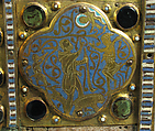 Chasse with the Life of Christ, Copper (plaques): engraved, stamped, and gilt; (appliqués): repossé, engraved, chased, scraped, and gilt; champlevé enamel: dark and medium blue, turquoise, light green, red, and white; glass cabochons; wood core., French