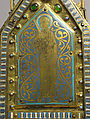 Chasse with the Life of Christ, Copper (plaques): engraved, stamped, and gilt; (appliqués): repossé, engraved, chased, scraped, and gilt; champlevé enamel: dark and medium blue, turquoise, light green, red, and white; glass cabochons; wood core., French