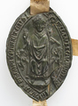 Episcopal seal of Gui d'Avesnes, Bishop of Utrecht, Green wax, Netherlandish