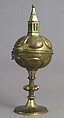 Ciborium, Copper-gilt with glass insets, German