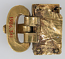 Gold Buckle with Garnets, Gold, garnets with patterned foil backing, cloisonné garnets, Germanic