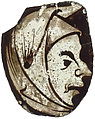 Head of a Male Peasant, Colorless glass and vitreous paint, North French