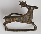 Brooch in the form of a Stag, Copper alloy, champleve enamel, Roman
