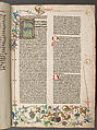 Bible, Binding: leather (stamped & tooled) with engraved brass fittings, ink printed on paper, 1st folio hand colored in tempera, metal leaf, and shell gold, German