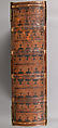 Bible, Binding: leather (stamped & tooled) with engraved brass fittings, ink printed on paper, 1st folio hand colored in tempera, metal leaf, and shell gold, German