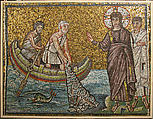Miraculous Draught of Fishes, Tesserae, glass in wooden frame, Byzantine