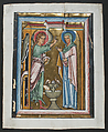 Manuscript Leaf with the Annunciation, from a Psalter, Tempera, ink, gold, and silver on parchment, German