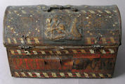 Coffret, Leather, (stamped and tooled) with polychromy, metal fittings, French