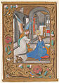 Manuscript Leaf with the Annunciation, from a Book of Hours, Tempera, ink and shell gold on parchment, Netherlandish