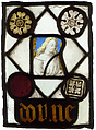Panel, Blue flash over colorless glass, silver stain, vitreous paint, and lead, French