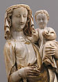 Virgin and Child, Elephant ivory with traces of paint and gold (modern wooden wooden and bone base), French