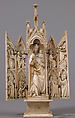 Folding Shrine with Virgin and Child, Elephant ivory with metal mounts, French