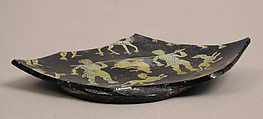 Fragment of a Glass Dish, blue glass, silver stain, Byzantine