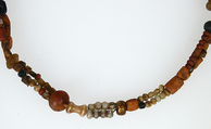 Double String of Beads, Glass, copper alloy hook, Coptic