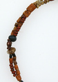 Double String of Beads, Glass, copper alloy hook, Coptic