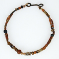 Double String of Beads, Glass, copper alloy hook, Coptic