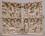Diptych, Elephant ivory with metal mounts, French