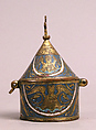 Pyx, Champlevé enamel, copper-gilt, French