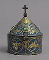 Pyx, Champlevé enamel, copper-gilt, glass paste cabochons, French