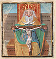 Manuscript Illumination with the Trinity, from a Book of Hours, Tempera, ink, and shell gold on parchment, North French