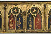 Plaque with Six Inset Panels, Copper-gilt, champlevé translucent enamel, French