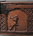 Chest with Relief Figures of Saints Sebastian and Blaise, Pine, iron mounts, Italian