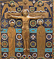 Tabernacle, Copper (plaques): engraved, scraped, stippled, and gilt; (appliqués): repoussé, chased, engraved, scraped, and gilt;  champlevé enamel: blue-black, dark, medium, and light blue; turquoise, dark and medium green, yellow, red, and white; wood core, painted red, French