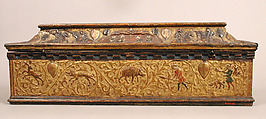 Coffret, Walnut, leather, gesso, painting, and gilding, Italian