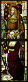 Stained Glass Panel with a Lady and her Patron Saint, Pot metal, white glass, vitreous paint, silver stain, German