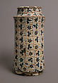 Pharmacy Jar, Tin-glazed earthenware, Spanish