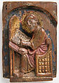 Miniature Relief of a Saint Luke at His Writing Table, Wood, polychromy, gilding, German