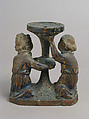 Candlestick Held by Two Angels, Wood, polychromy, gilding, French