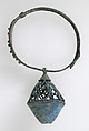 Earring, Copper alloy sheet, filigree, and granulation all with "tinned" surface, Avar