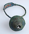 Earring, Copper alloy sheet, filigree, and granulation all with "tinned" surface, Avar
