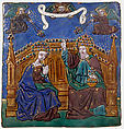 Plaque with God The Father Blessing The Virgin, Workshop of the Master of the High Foreheads, Painted enamel, copper, French