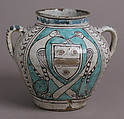 Two-Handled Jar with Birds and a Coat of Arms, Tin-glazed earthenware, Italian